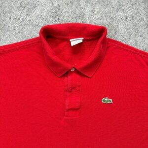 Lacoste Polo Shirt Men FR 8 Red Short Sleeve Knit 50" x 28" *MISSING BUTTON